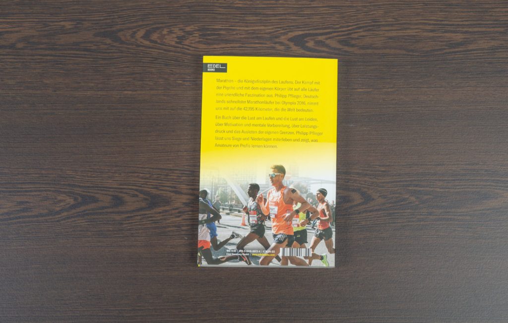 Das Backcover vom Marathonbuch von Philipp Pflieger